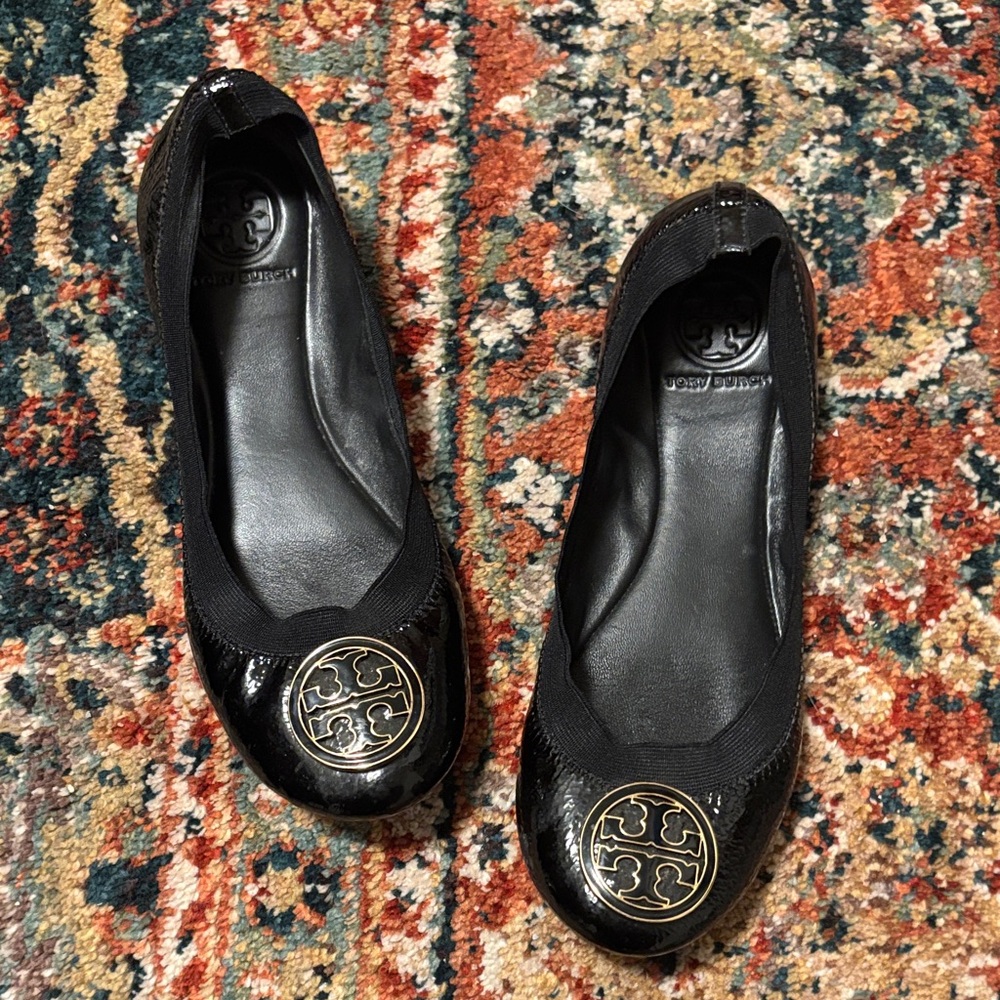 Tory Burch Black Patent Leather Ballet Flats Size 7